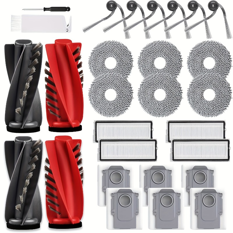 TEMU 28 Pièces de Rechange pour Robot Aspirateur / S5X/ Edge/Edge S5A/ S5V | 4 Brosses , 6 Brosses Latérales, 4 Filtres, 6 Sacs à Poussière, 6