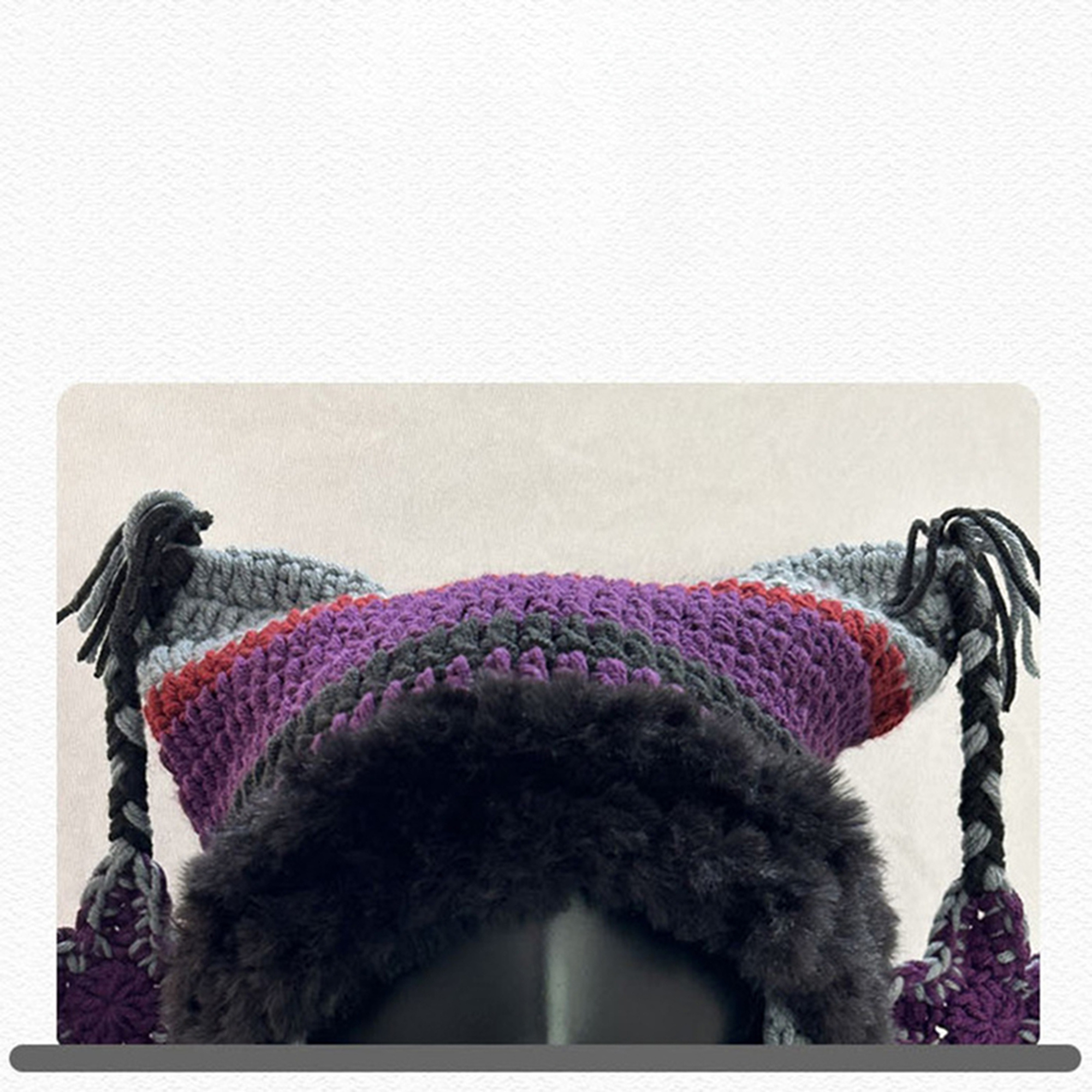 women s winter warm faux fur cat beanie earflap slouchy knit 