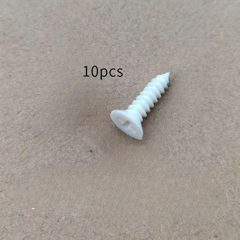 TEMU 10pcs, 2 Models, White Plastic Screws, Nylon Self Tapping Screws, Head Screws, Plastic Screws