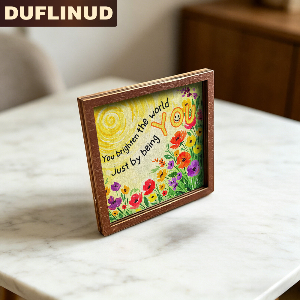 TEMU Aimant de réfrigérateur avec illustration florale, plaque décorative miniature - Motif soleil et fleurs colorées, imprimé avec texte inspirant,