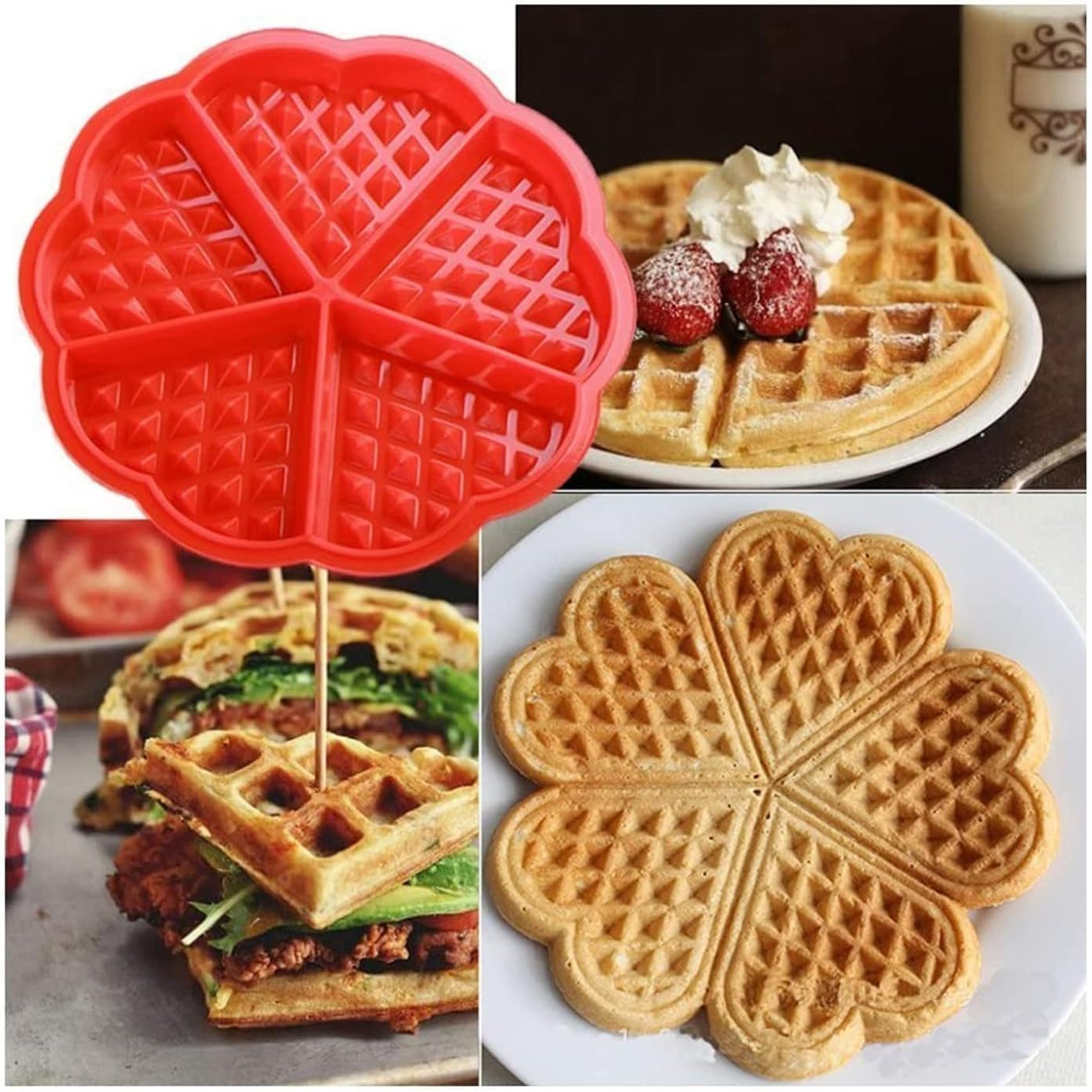 

1/2pcs Waffle Mold Baking Tray Silicone Waffle Baking Mold Shape Muffin Mold, Valentine's Day New Year Baking Mold