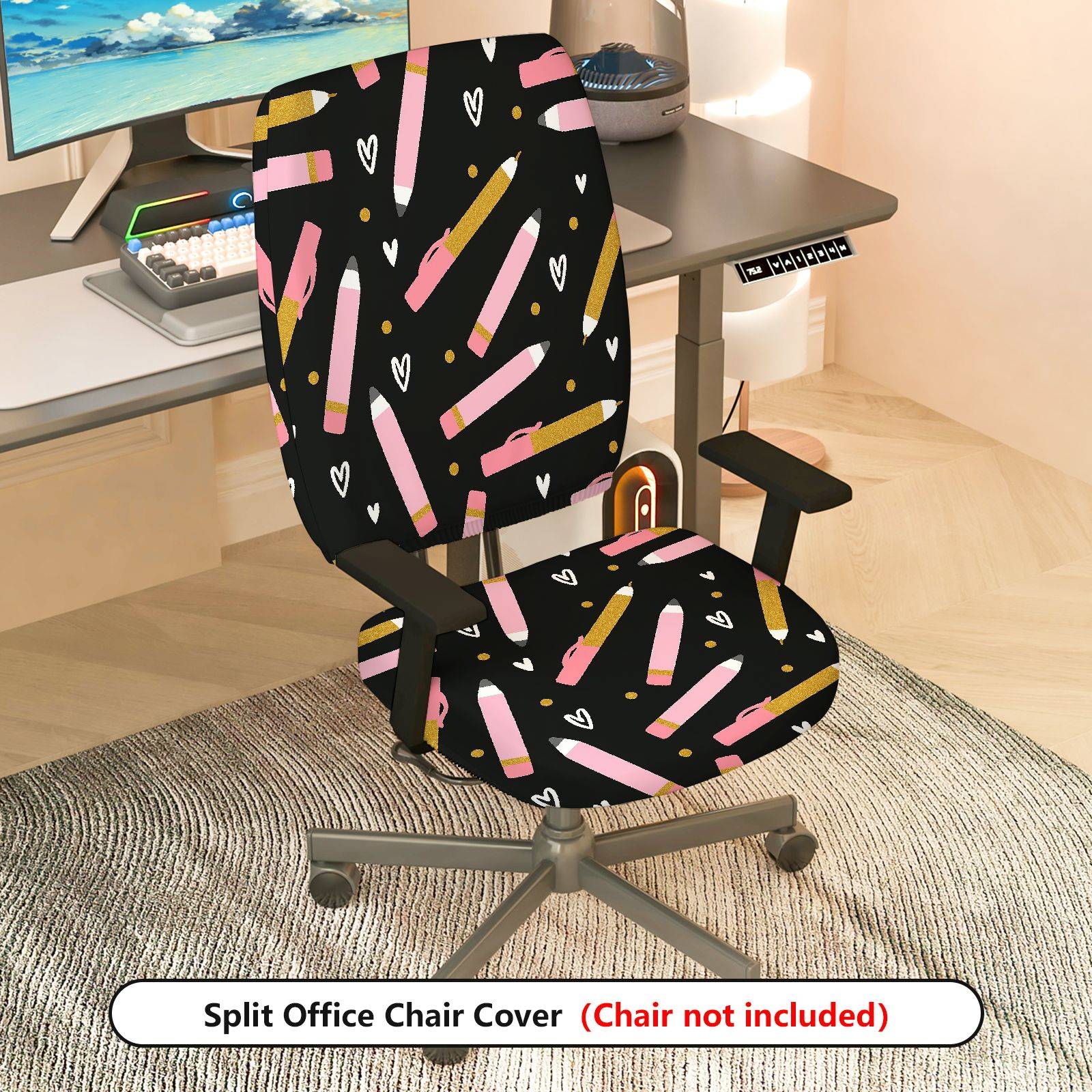 TEMU 2 pièces Housse de chaise élastique décorative amusante et créative motif cœur ( siège), housse protectrice pour table pivotant Saint-Valentin,