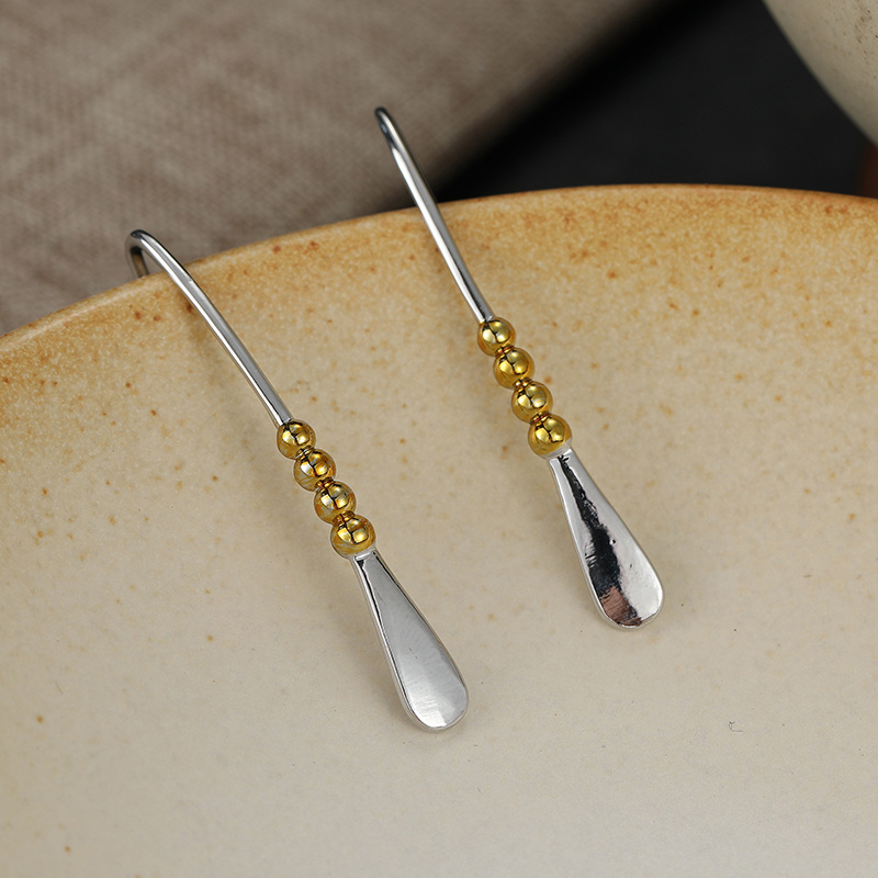 Women's Minimalist Two-Tone Long Threader Drop Earrings