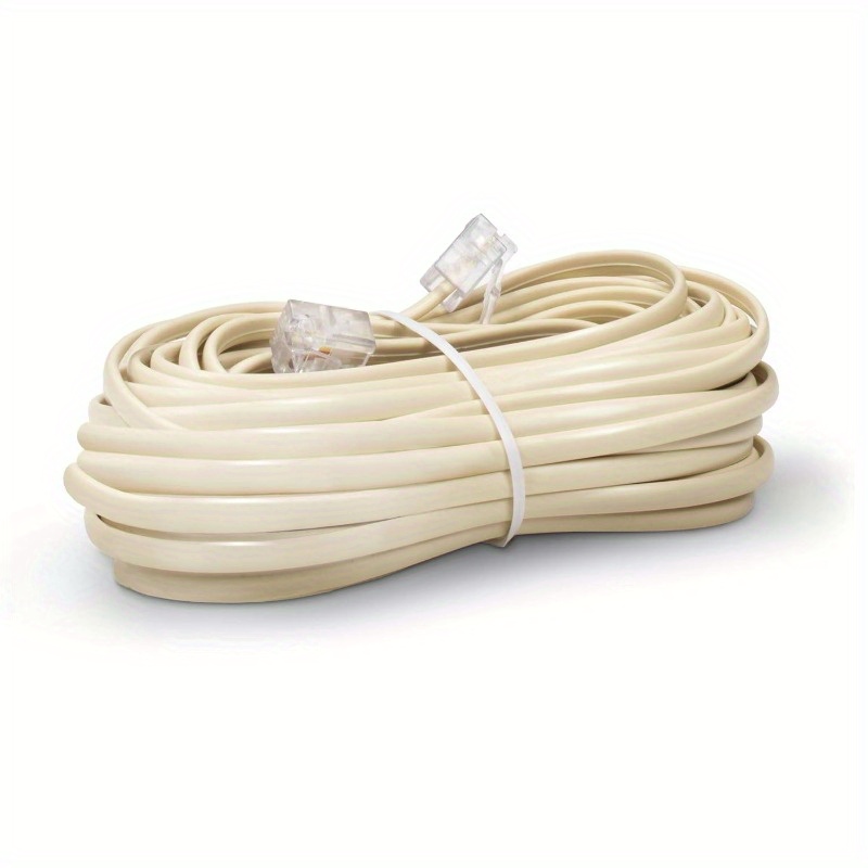     cord 25 feet modular telephone extension cord 25 feet 2 conductor 2 pin   cable works great with fax aio and other machines ivory
