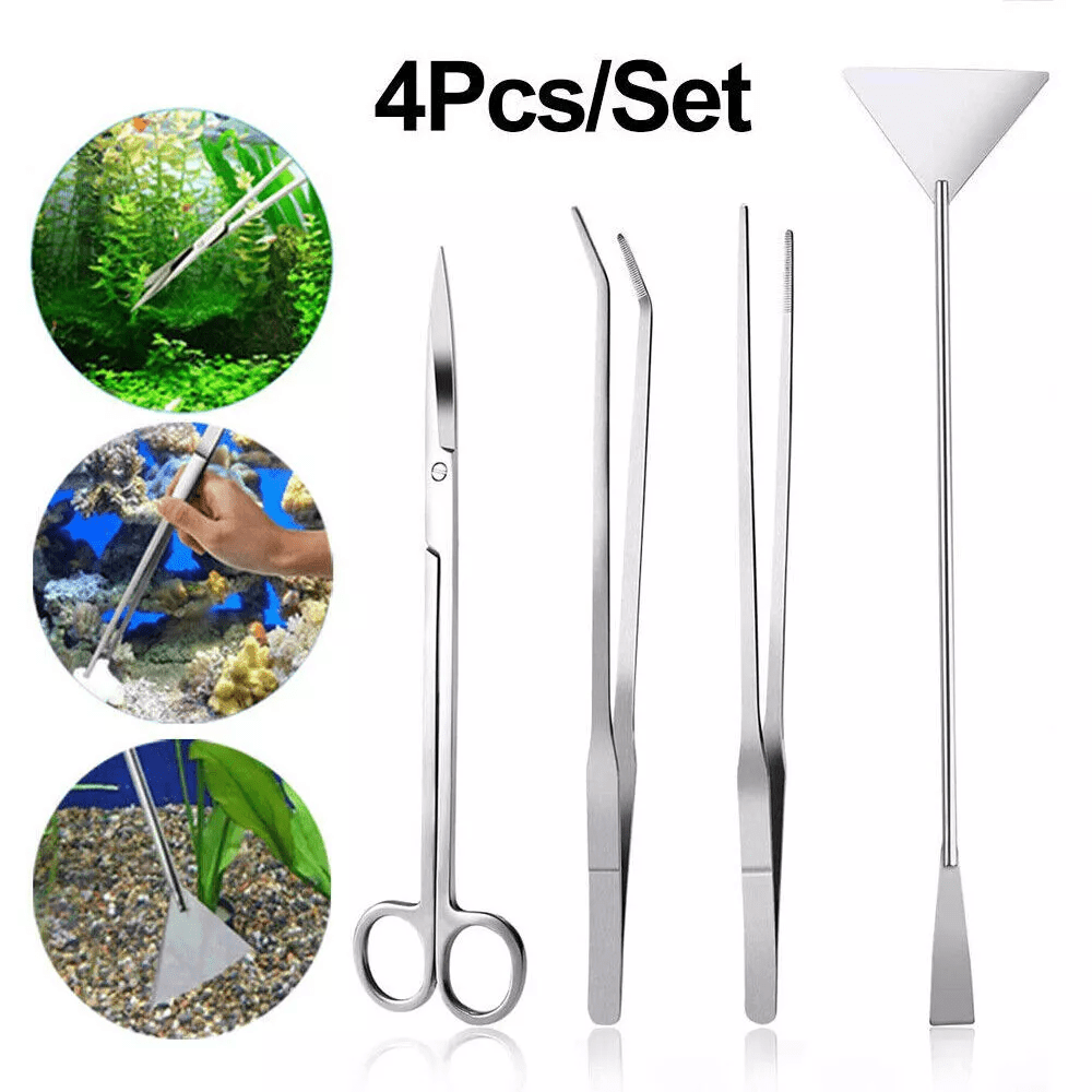 TEMU 4pcs Aquarium Tools Aquatic Plant Tweezers Scissors Spatula Fish Tank Kit Set, Aquarium Additions, Fish Tank Accessory And Equipment, Christmas