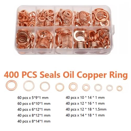 200Pcs Oil Drain Plug Crush Washer Gasket Seal Assortent 9 Types Copper Crush Washer Flat...