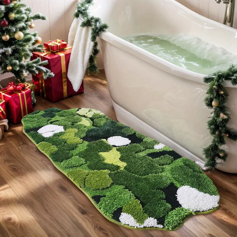 cute and leaf shaped design for bathroom rug long rectangular absorbent and non slip shaggy bath mat bathroom mat moss rug green bathroom rugs cute bath rug bathroom runner Product details 8