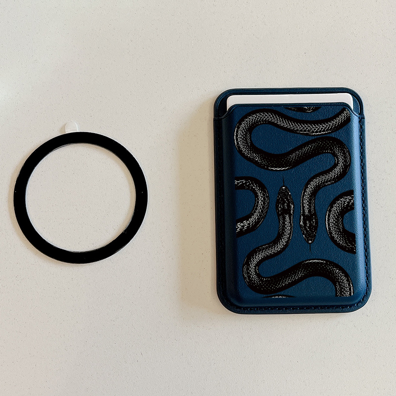 Image of Snake Creative Magnetic Card Holder, Portable Phone Card Sleeve With Free Magnetic Ring. Compatible With All Smartphone Models (for Iphone, For , For Google, For Moto, Etc.) — For