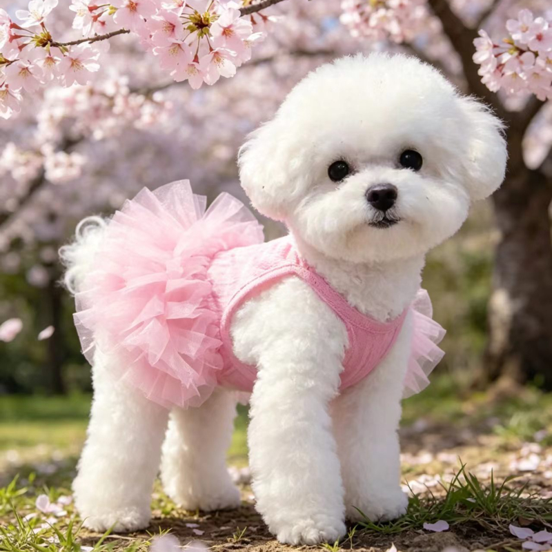 TEMU 2026 Tulle Dog Princess Dress With Sleeveless Tutu Skirt - Soft Sleeveless Outfit Suitable For Small Bichon Poodle Puppies, Wedding Birthday