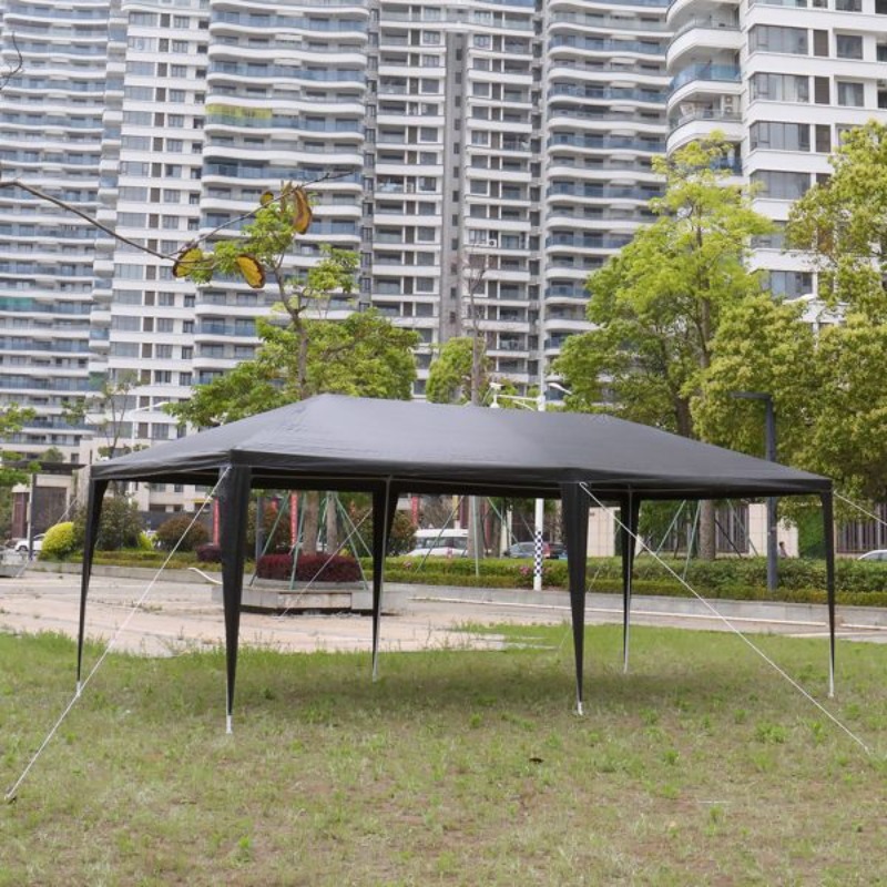 10'x20' Outdoor Party Tent with 6 Removable Sidewalls - Heavy-Duty Canopy Gazebo, High Quality Event Tent with Easy Setup, for Weddings, Parties, Markets, Markets - Black, Tents for Outside Party, Wedding Shelter, Sturdy Rope Support, Reinforced Frame, Market Vendors, Patio Shelter, Durable Construction, Weatherresistant Material, Market Stall Owners