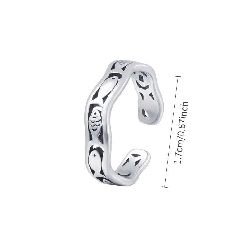 Vintage Wave Hollow Fish Open Ring, Gift for All Seasons