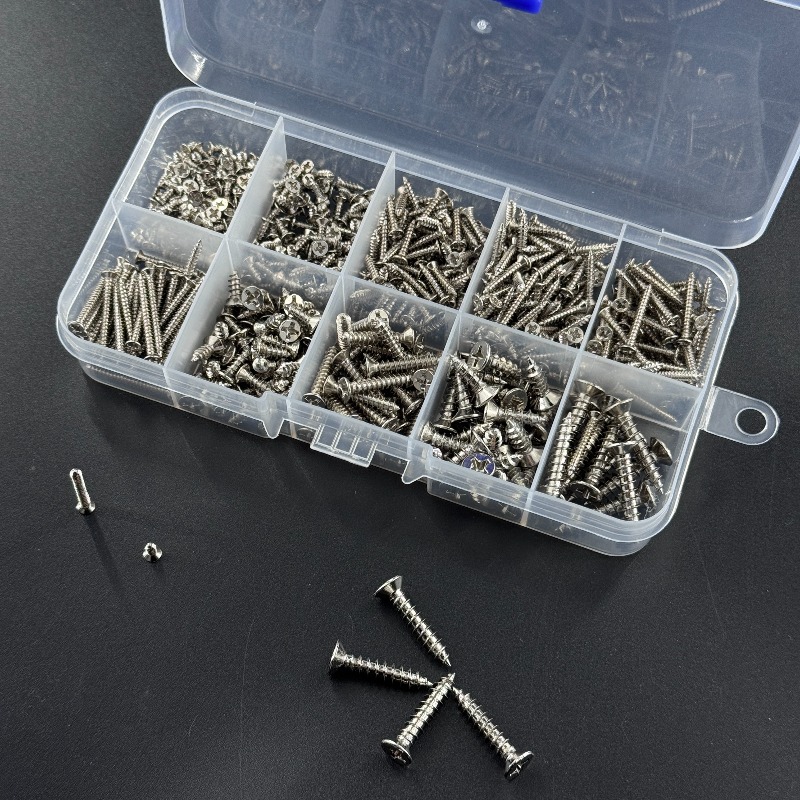 TEMU A Set Of 240 Self-tapping Screws—includes 8 Sets Of Different Sizes Of M2 Cross-head Flat-pad Metal Plate Screws And A Sorting Tool Kit
