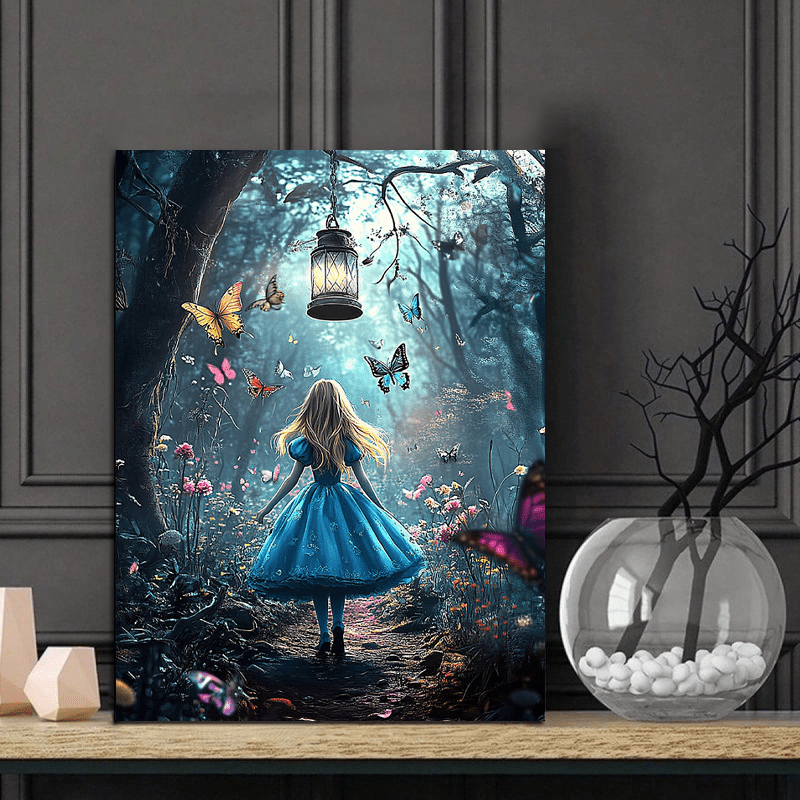 TEMU Impression sur toile 2D plate, 2D plate, 2D1pc Alice, 1pc Art mural encadré en bois - pour et , Idéal pour la décoration intérieure du salon,