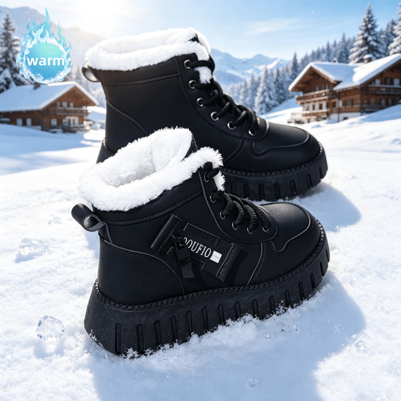 TEMU Winter Work Boots For Women, Stylish Plush-lined Thickened Shoes, Short Ankle Boots And Ankle Booties In Contrasting Colors, Women Shoes