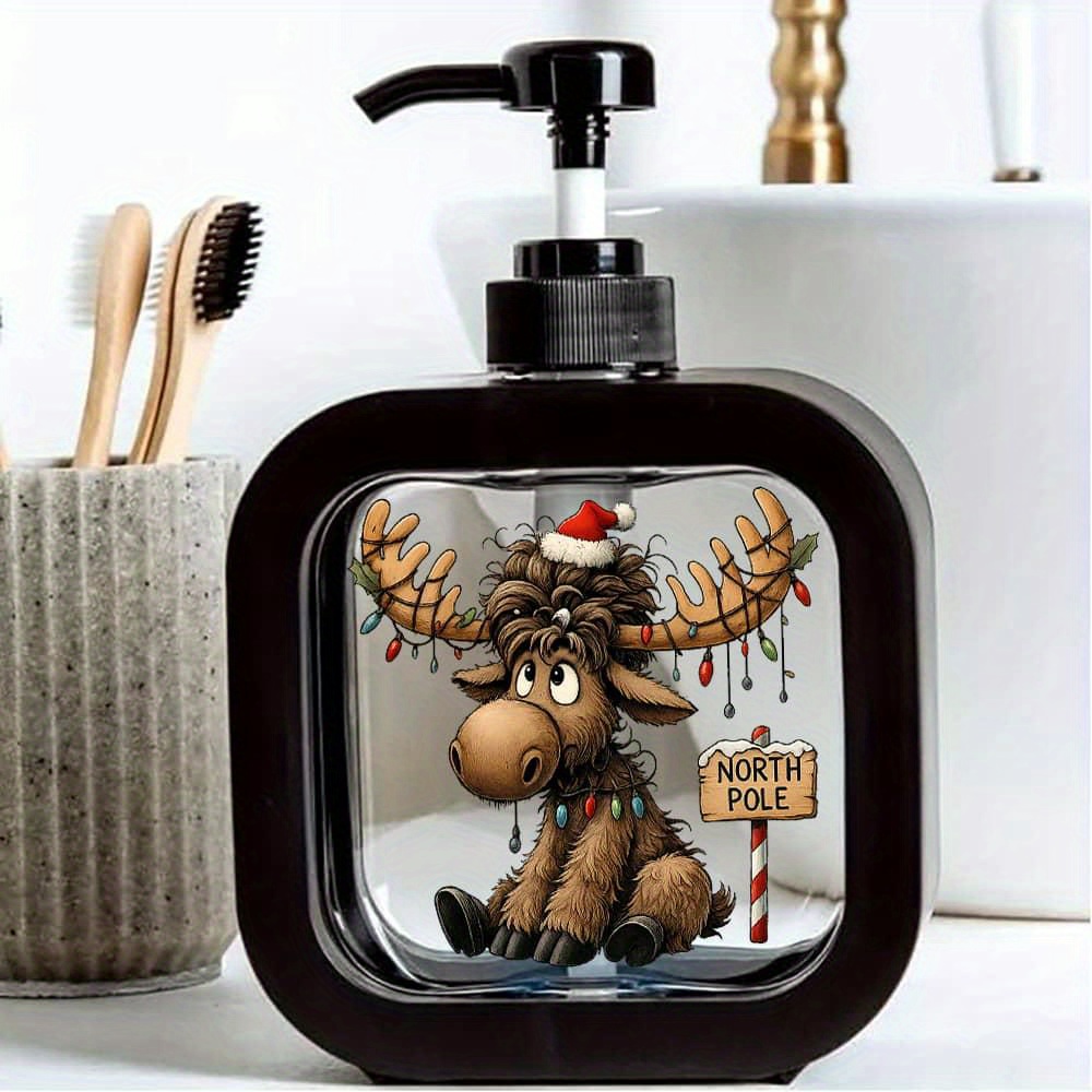 TEMU Χριστουγεννιάτικο Λαστιχένιο Μπουκάλι Σαπουνιού Μασάζ Χεριών με Σχέδιο Κινουμένων Σχεδίων Ταράνδου & Εορταστική Καπέλο - Χαριτωμένο Πλαστικό-image-17607529802100