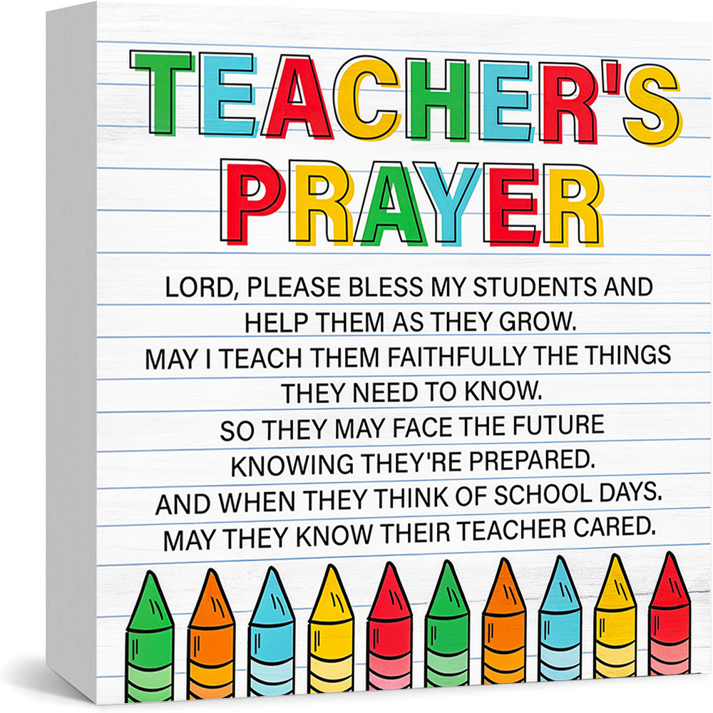 a pvc sign ornament for teachers prayer classroom decoration for teachers day office gift   room decor country style educational inspirational plaque desk ornament featuring a colorful   decorative sign and plaque