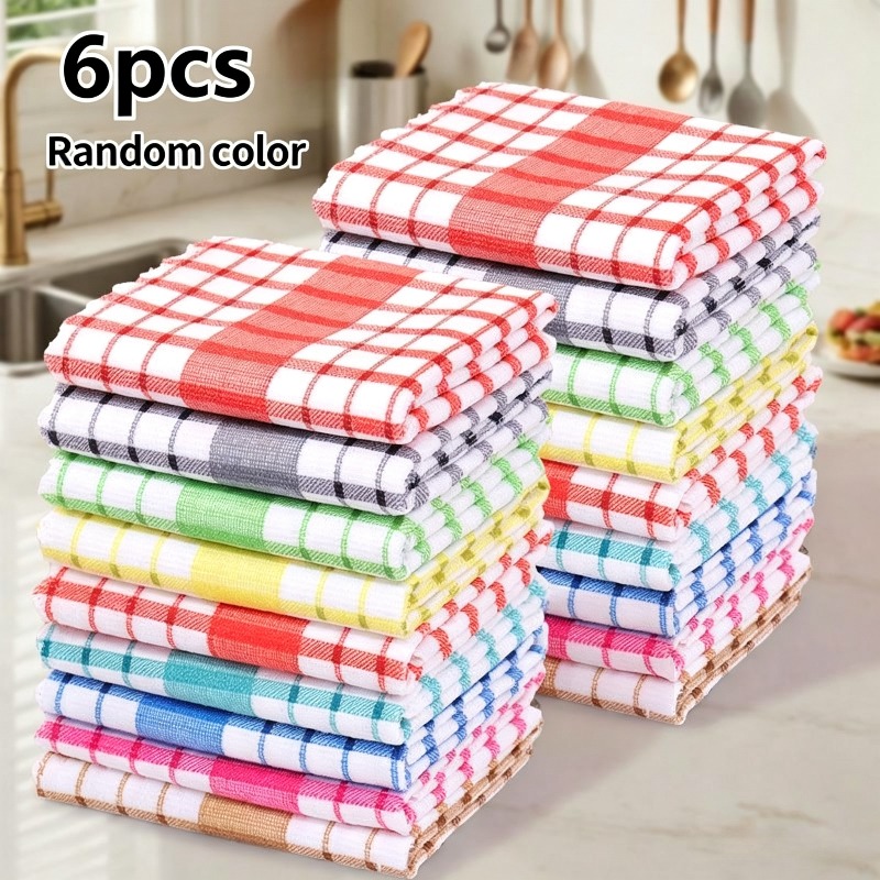 TEMU 3/6/11 panni da cucina riutilizzabili in colori casuali, 11.02 X 15.75 pollici, panni per la pulizia con stampa a quadri vintage colorati, stili
