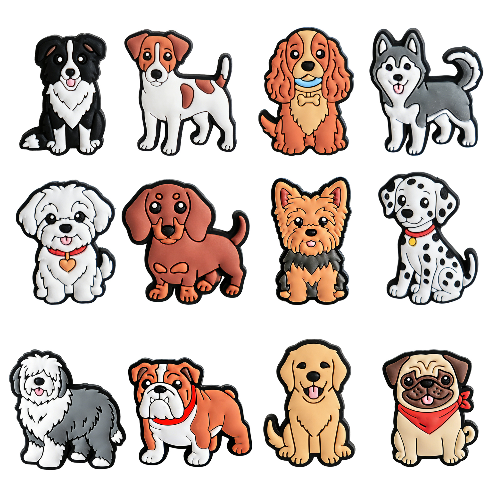 TEMU 12pcs Cartoon Puppy-themed Shoe Charms, Suitable For Wristbands, Bags And Flip-flops Additions - Durable Pvc Material, Ideal For Beach Bags -