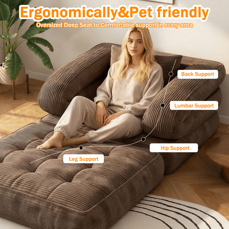 3 in 1 foldable lounge sofa a single chair bed with backrest and pillow ideal for living rooms bedrooms apartments and offices space saving design serves as a single bed bean bag chair and frameless sofa Product details 2