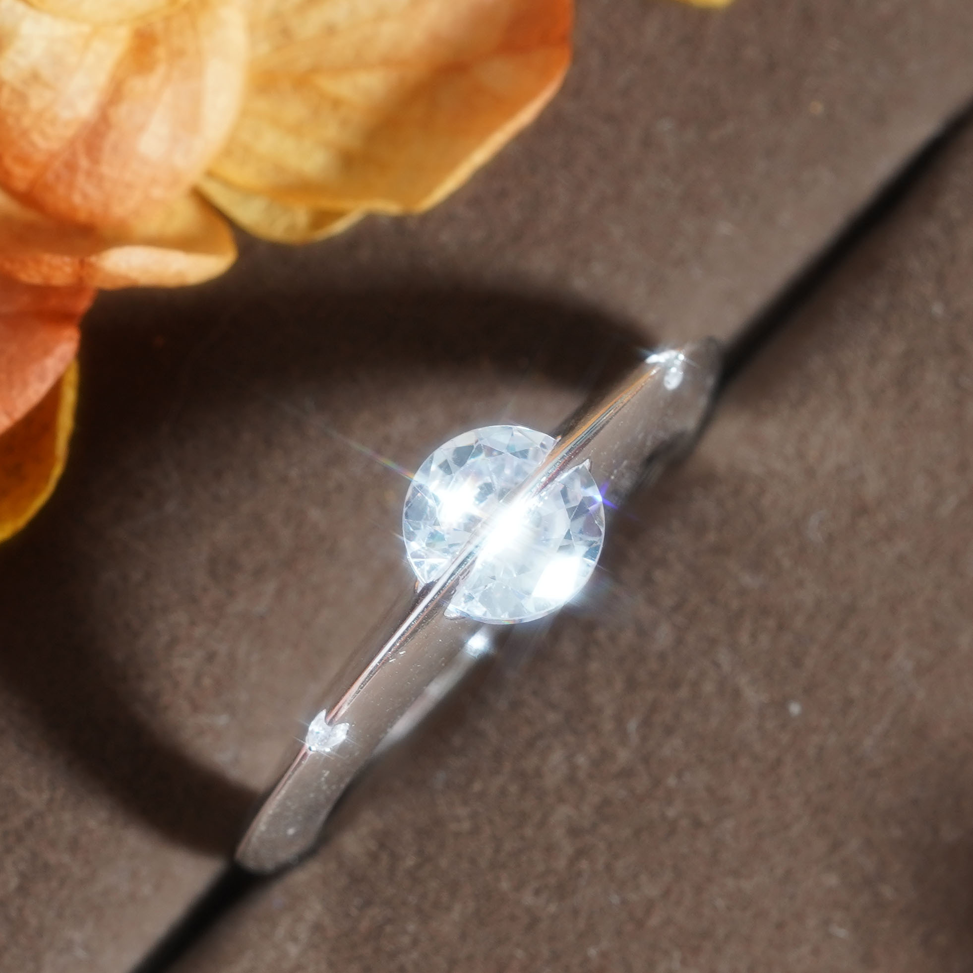 Stylish Rotating Planet Ring Set with Synthetic Zircon