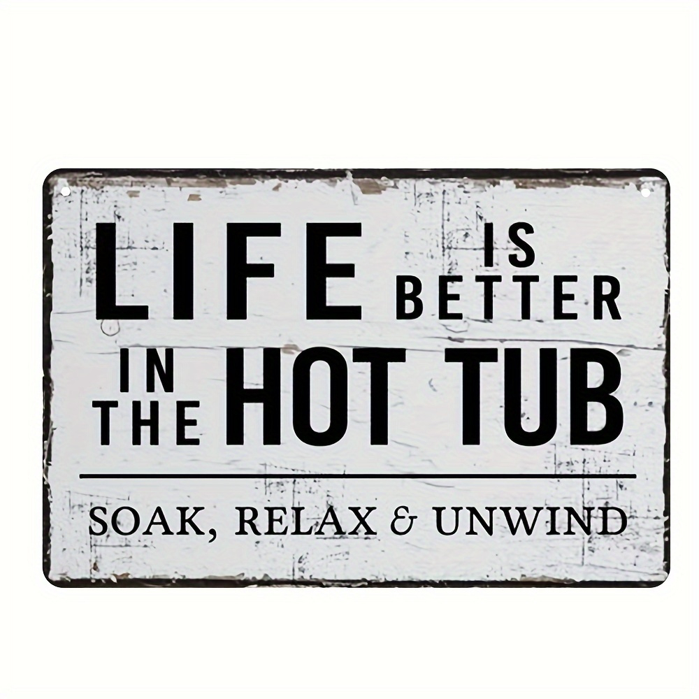 TEMU 2d Flat, 2d Flat Retro Wooden Wall Art Sign " Better In The Hot Tub"- Relaxing And Stress- Design, Weather-resistant Indoor And Outdoor Decor