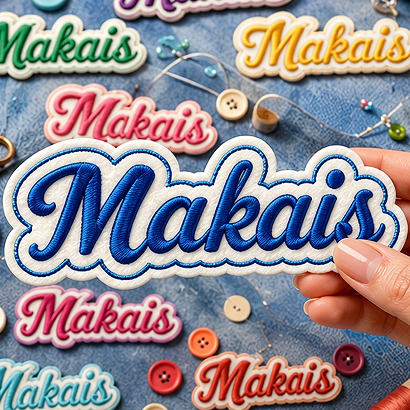 TEMU カスタム刺繍ネームタグ、名入れアイロン接着・縫い付けネームラベル、大きな文字バッジ。このマルチカラーテキストパッチは縫い付けのような強力な縫製効果があり、熱プレスが可能です。洗濯可能で、ジャケットやパーカーに最適です。