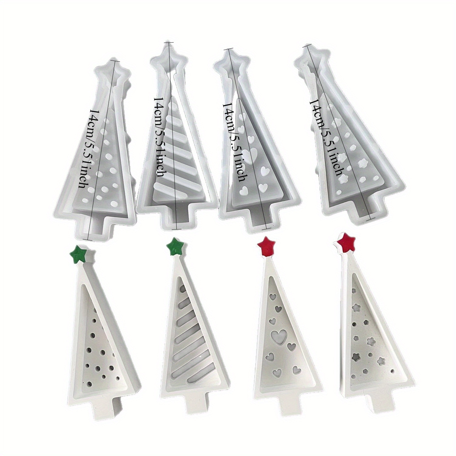 4pcs New Christmas Tree Silicone Mold, Christmas Tree Plaster Epoxy Resin Decorative Mold, Atmosphere Mold, Diy Handmade Candle Making Mold