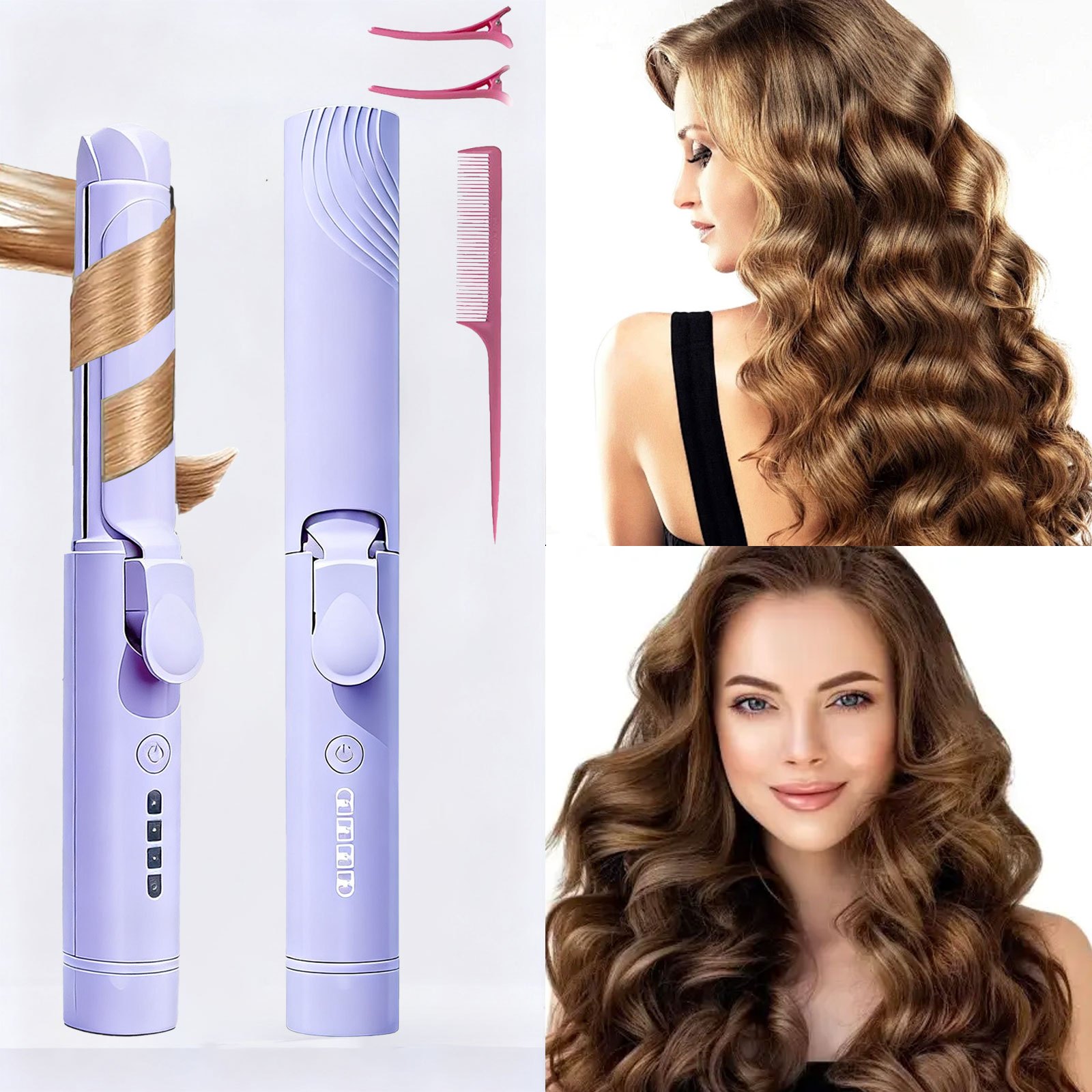 TEMU Portable Mini Cordless Curling Iron For Curling And Straightening, Ceramic Mini Hair Curler With 4 Adjustable Temperature, Usb Rechargeable For