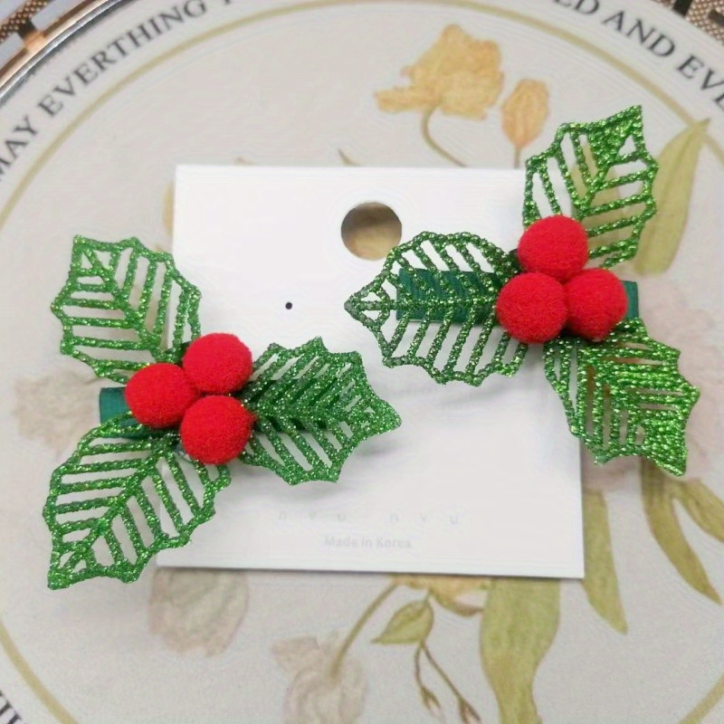 

Christmas Set, 2pcs - Red & Hairpins For And Adults, Plastic Accessories For