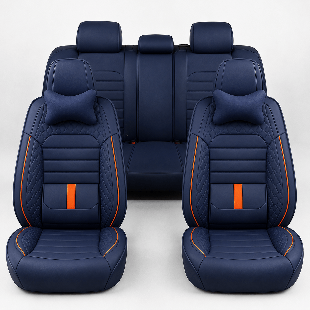 TEMU Seat Covers Full Set, Premium Faux Leather Front And Rear Seat Covers With Neck Pillows, Universal Fit For Cars