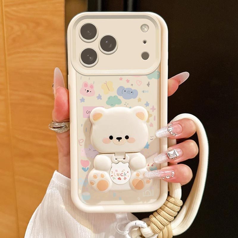 TEMU Chic Iphone 17 Pro Cases Colorful Animals Brackets And Lanyard Pattern Case Suitable For Iphone 17 Pro Of Comfortable Feel With Shockproof For