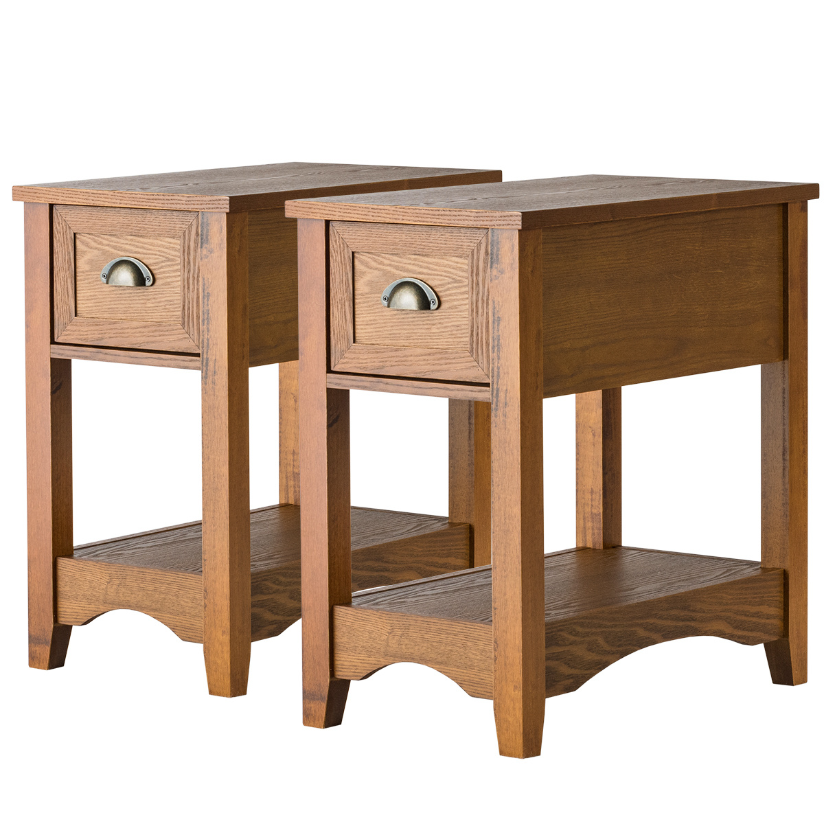   side table end table retro side table rectangular nightstand artist bedside table compact table with 1 drawer and 1 storing shelf 4 solid rubber wood legs end table for living room bedroom home furniture