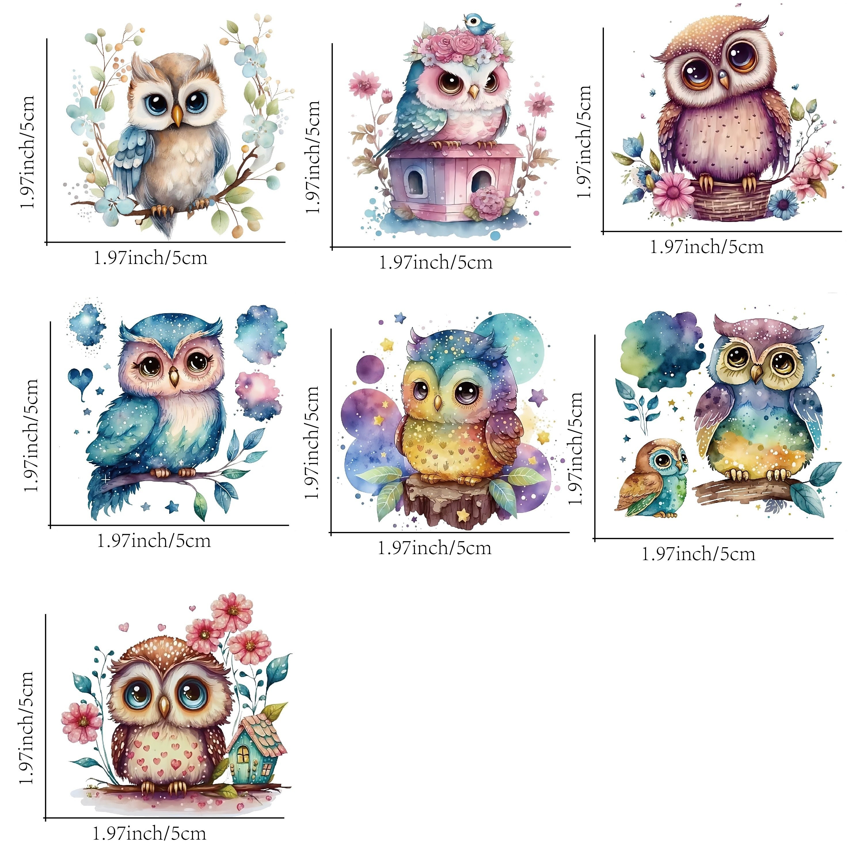 Set Of Cute Owl Transfer Paper - Scratch-resistant, Suitable For Ceramic, Glass And Metal Cup Decoration Transfer Paper