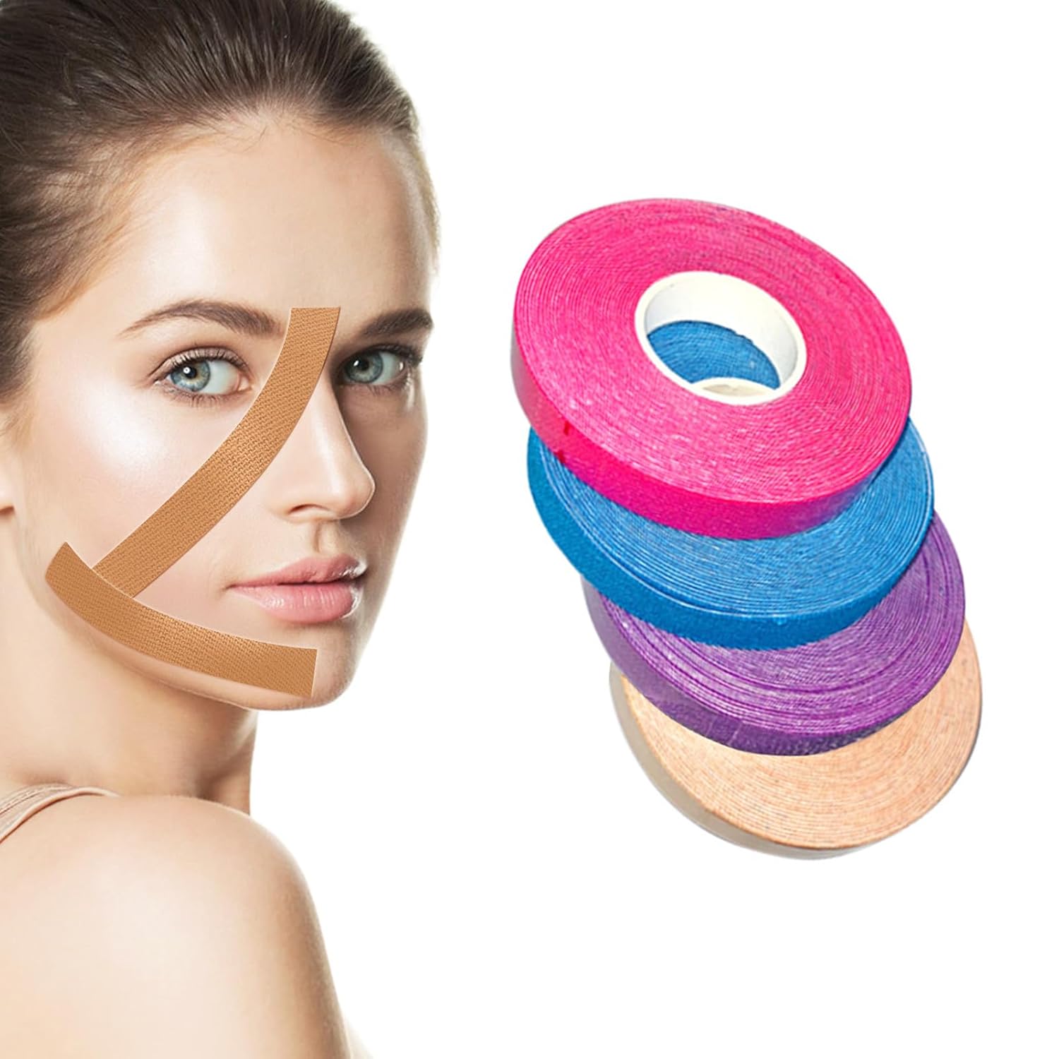 4 Rolls Face, Neck And Eyes - Lifting, Facial Light Beige Care Tool, Face Lifting Device/tape/band