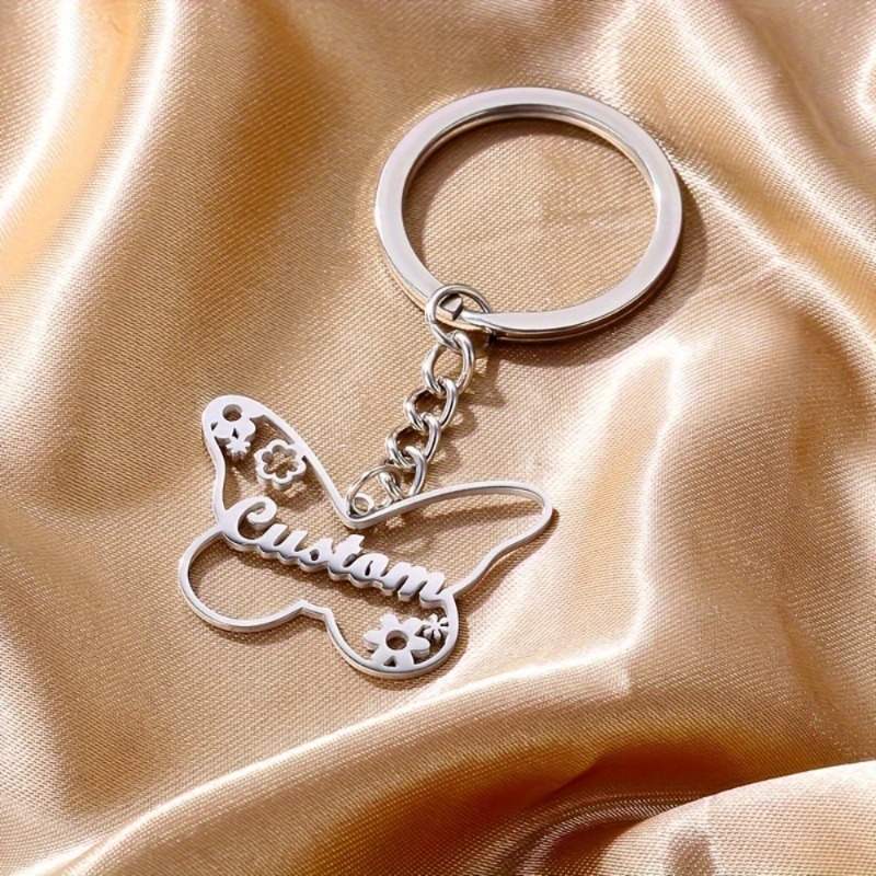 TEMU Llavero personalizado, llavero único con y , llavero de acero inoxidable grabado a medida, diseño minimalista, un regalo único de para y