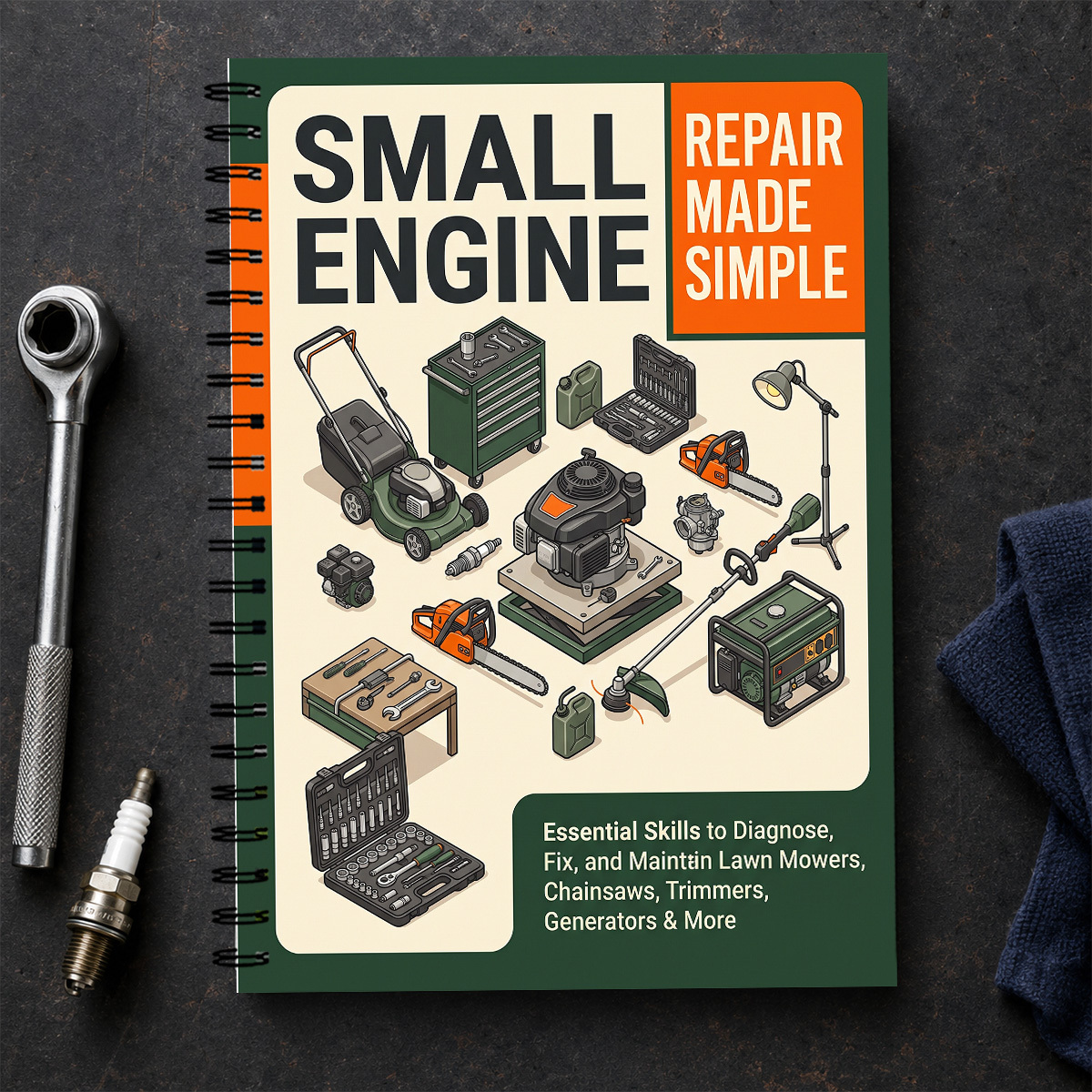TEMU Small Engine Maintenance Theme Notebook: Spiral Bound Learning Journal, Suitable For Lawn Mowers, Chainsaws, Trimmers, And Generators, Small