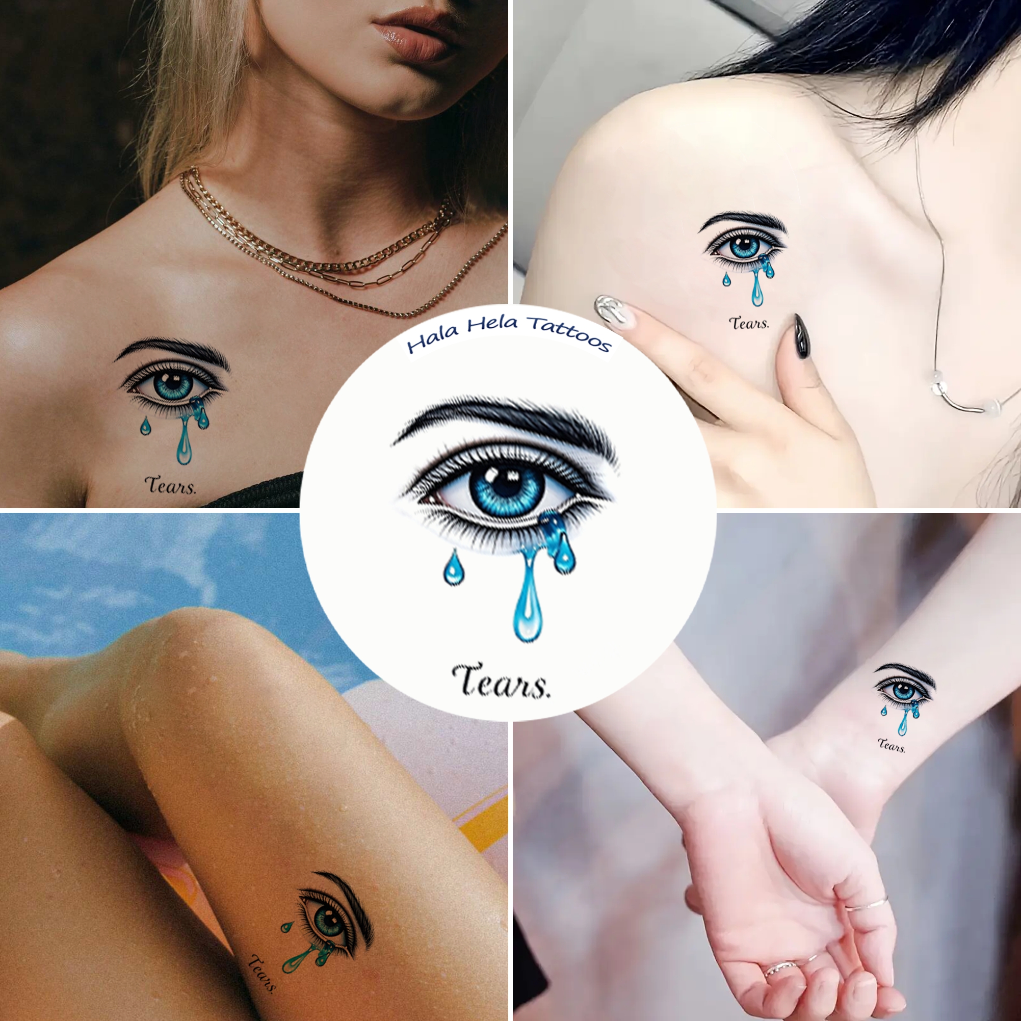 Image of 2 Sheets Tearful Eyelash Eye Temporary Tattoos Body Art Stickers For Party Decor & Favors Fake Tattoos Neck Arm Chest For Women Men Adults