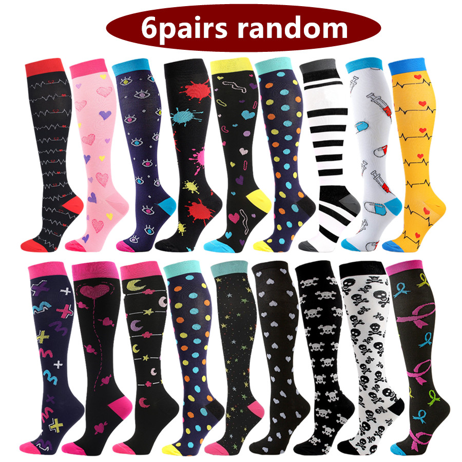 TEMU 6pairs Random Men Women Compression Socks Sport Cycling Running Yoga Football Basketball Hiking Tennis Skateboard Exercise Athletic Socks For