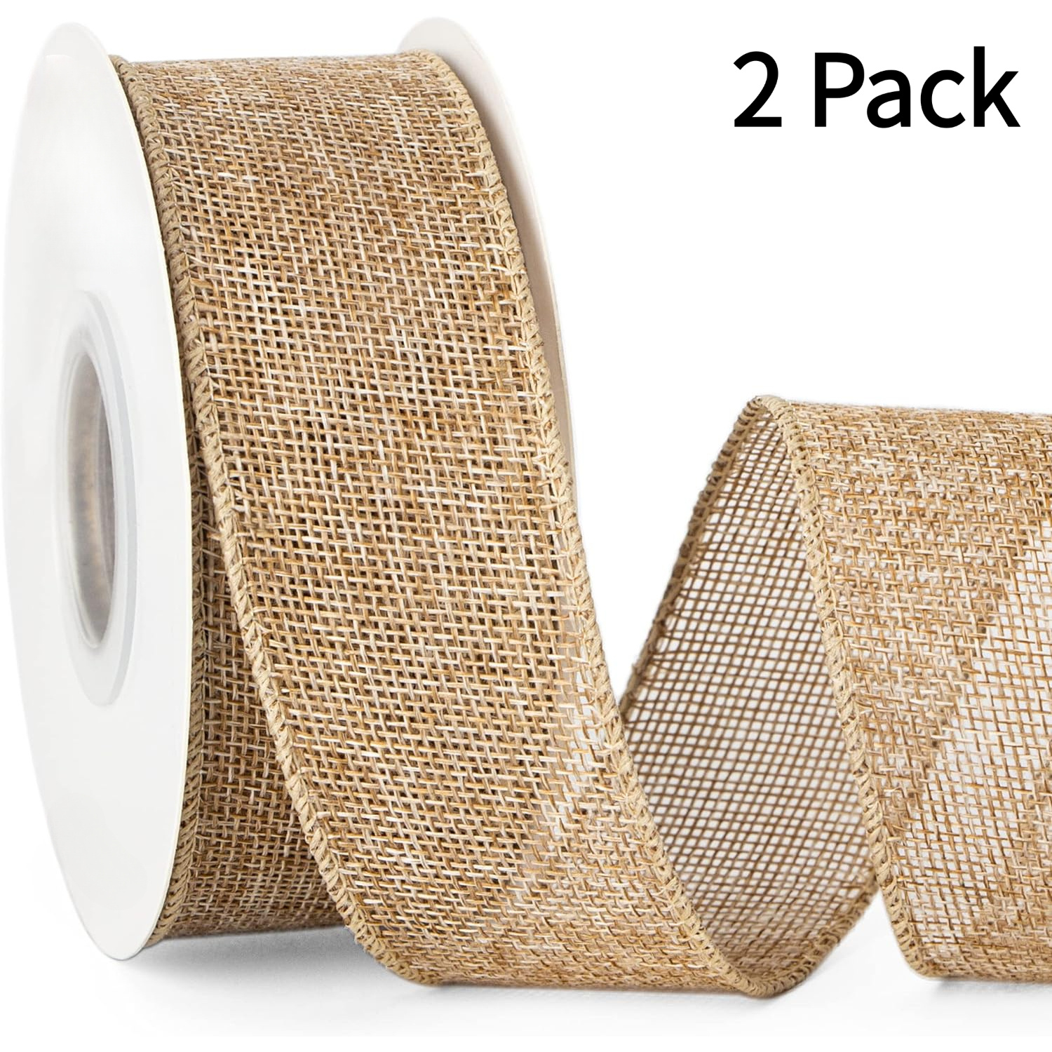 TEMU 1-1/2 Inch X 11 Yard Natural Solid Burlap Ribbon With Wired Edge - Roll Suitable For Big Bows, Wreaths, Tree Decorations, Outdoor Crafts,