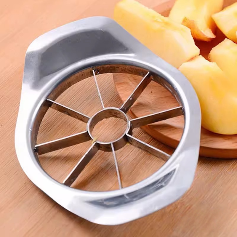 Rebanador de frutas de acero inoxidable, diseño ergonómico, ahorra tiempo y esfuerzo, fácil de limpiar, hecho de material resistente, un utensilio de cocina esencial - Apto para cocinas domésticas, restaurantes y picnics al aire libre