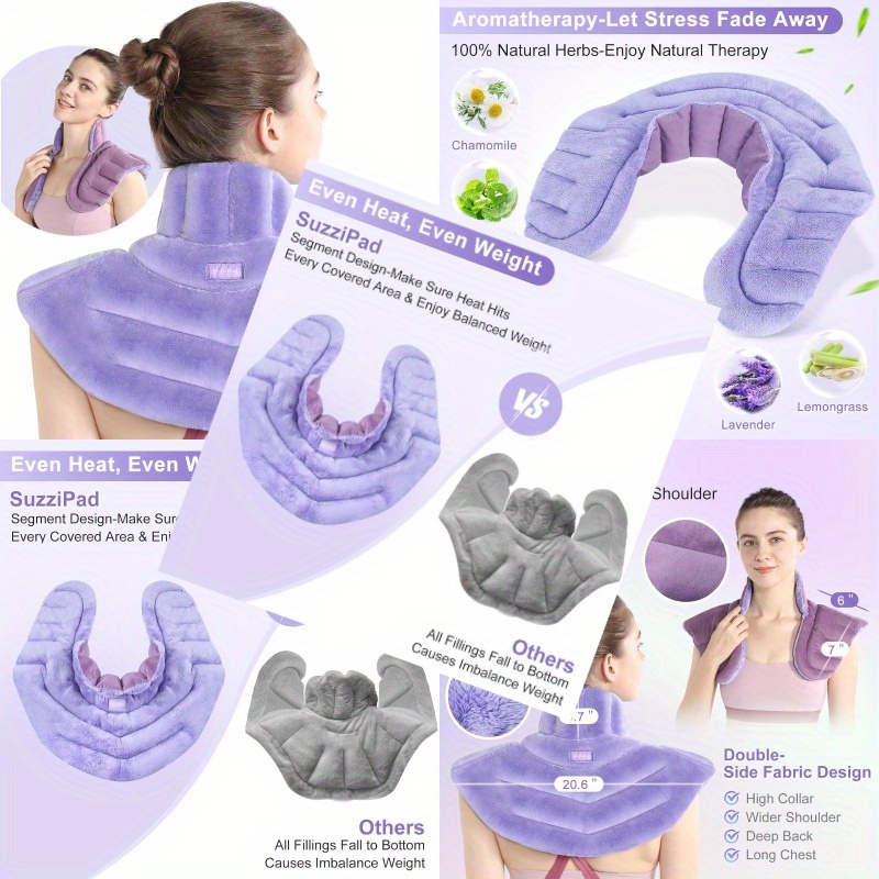 microwave heating pad for neck and shoulders weighted shoulder wrap to reduce discomfort heated wraps with herbal aromatherapy     hot cold compress, management, soothing wrap,  , hand wash only, herbal infused, weighted,   sufferers, wellness enthusiasts Product details 0