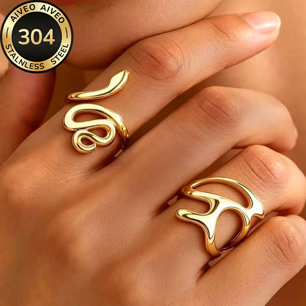 2pcs Golden Stackable Open Ring Set for Women