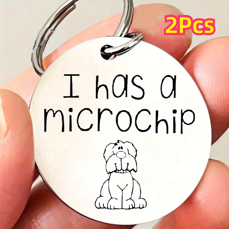 

2pcs Steel Pet Keychain - Engraved "i Has A " - Keyring Pendant For And