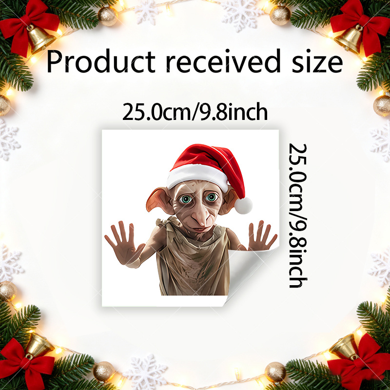 TEMU 1pc, Wb, Harry Potter Dobby Christmas Window Sticker Decoration, Suitable For Indoor Outdoor, Wall, Window, Porch, Shop Glass Scene Arrangement,