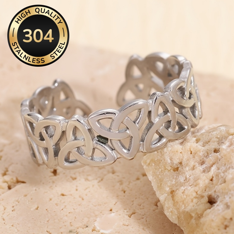 Fashion Flower Open Adjustable Ring, 304 Stainless Steel