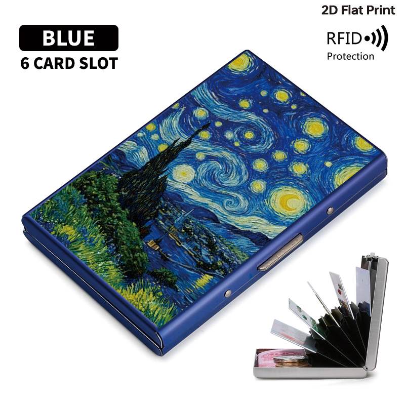 TEMU A Pattern Of Stars And Night Intertwineddesign - Ultra-thin Rfid-blocking Metal Credit Card Holder