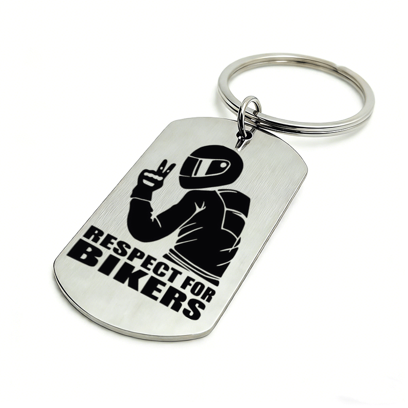 TEMU A Single-pack Metal Keychain Featuring The Design ' For Bikers' In A Dog Tag Style, Perfect For Motorcycle Enthusiasts And With A Hardcore