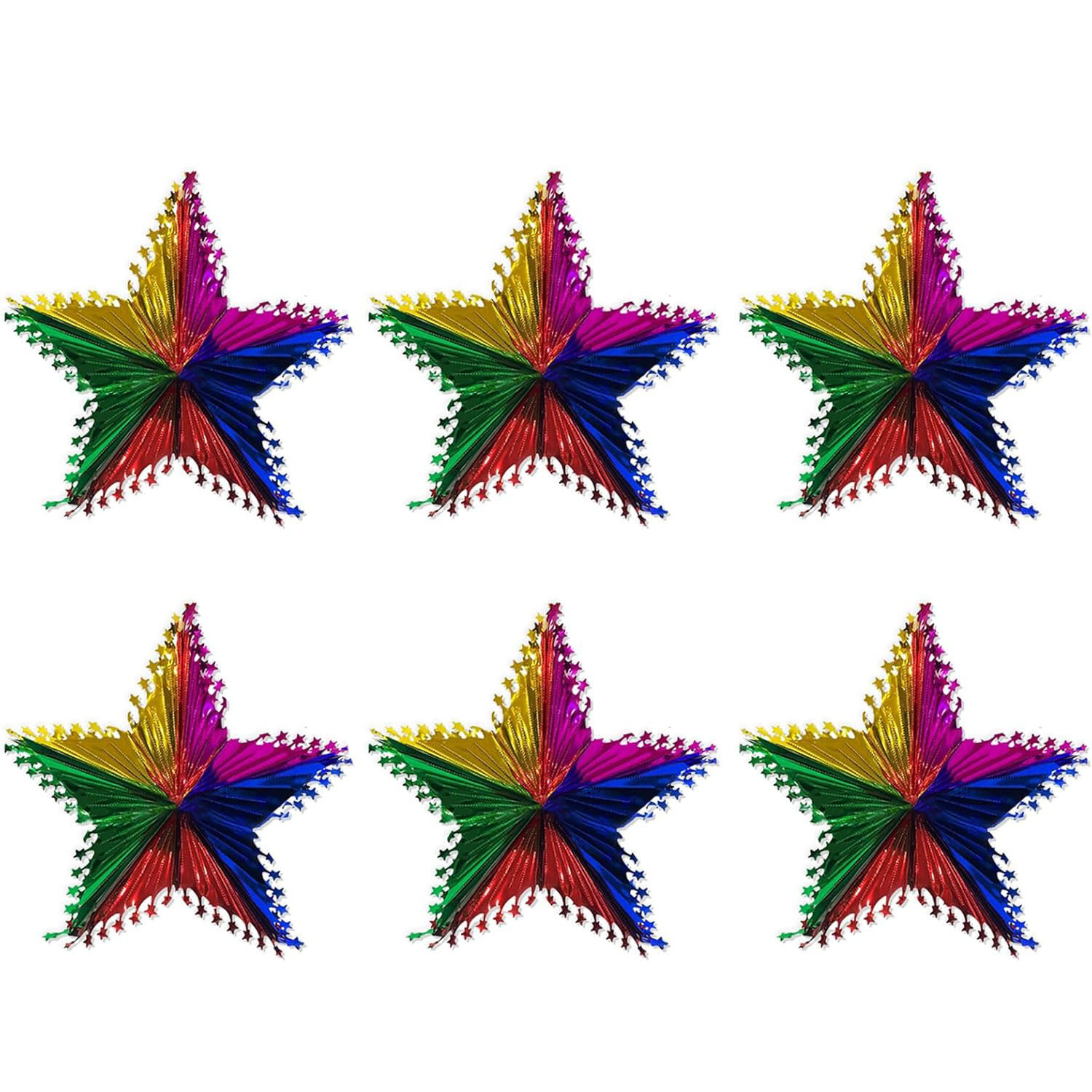 TEMU 6pcs Christmas Foil Hanging Decorations, Christmas Ceiling Decorations, Star Snowflake Stars Ornaments, Multi-colored, For Xmas New Year Festive