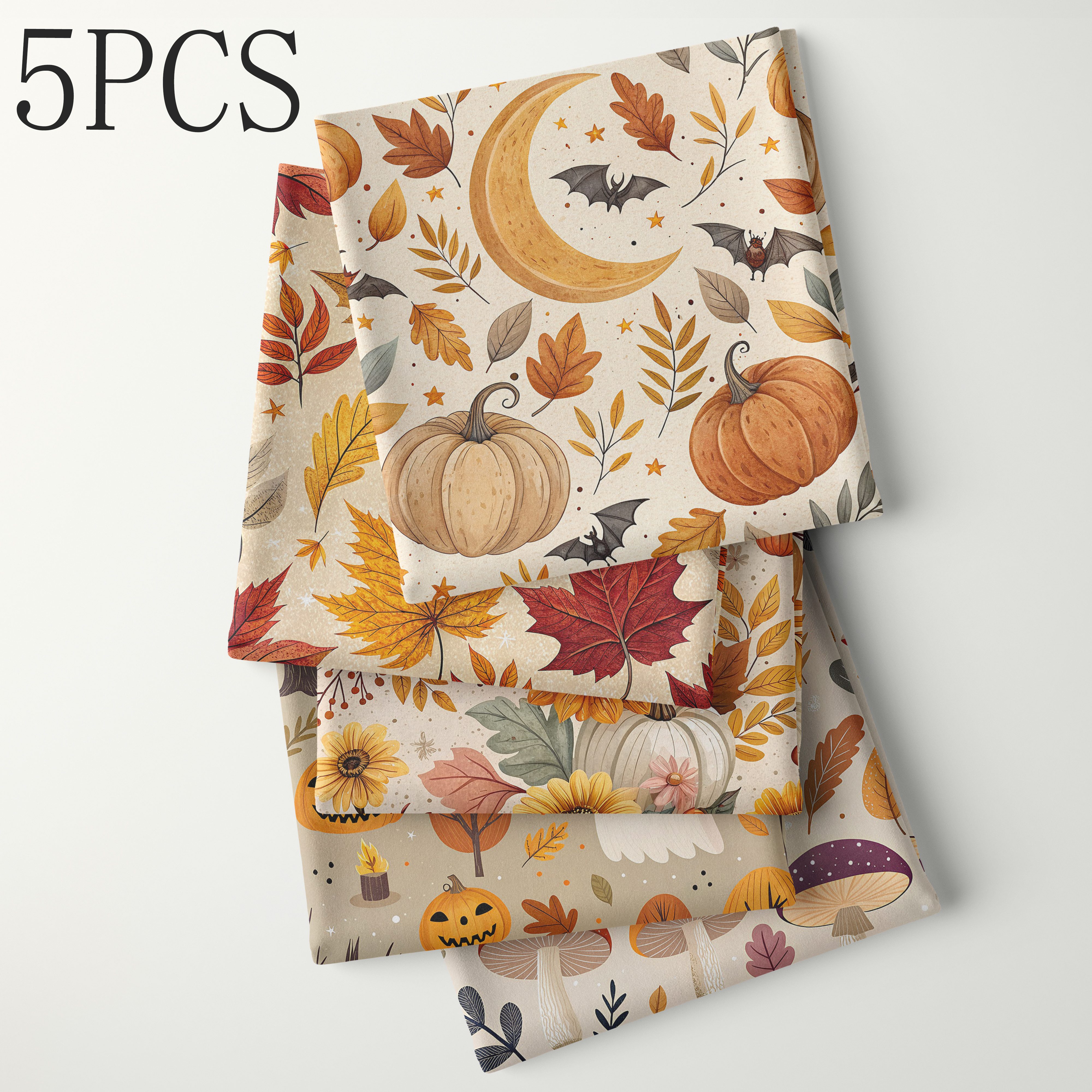 TEMU Lot de 5 pièces 45x55cm, avec imprimés citrouille, feuille d'érable et pour et Halloween, avec une de vintage sur le thème de . Convient pour le