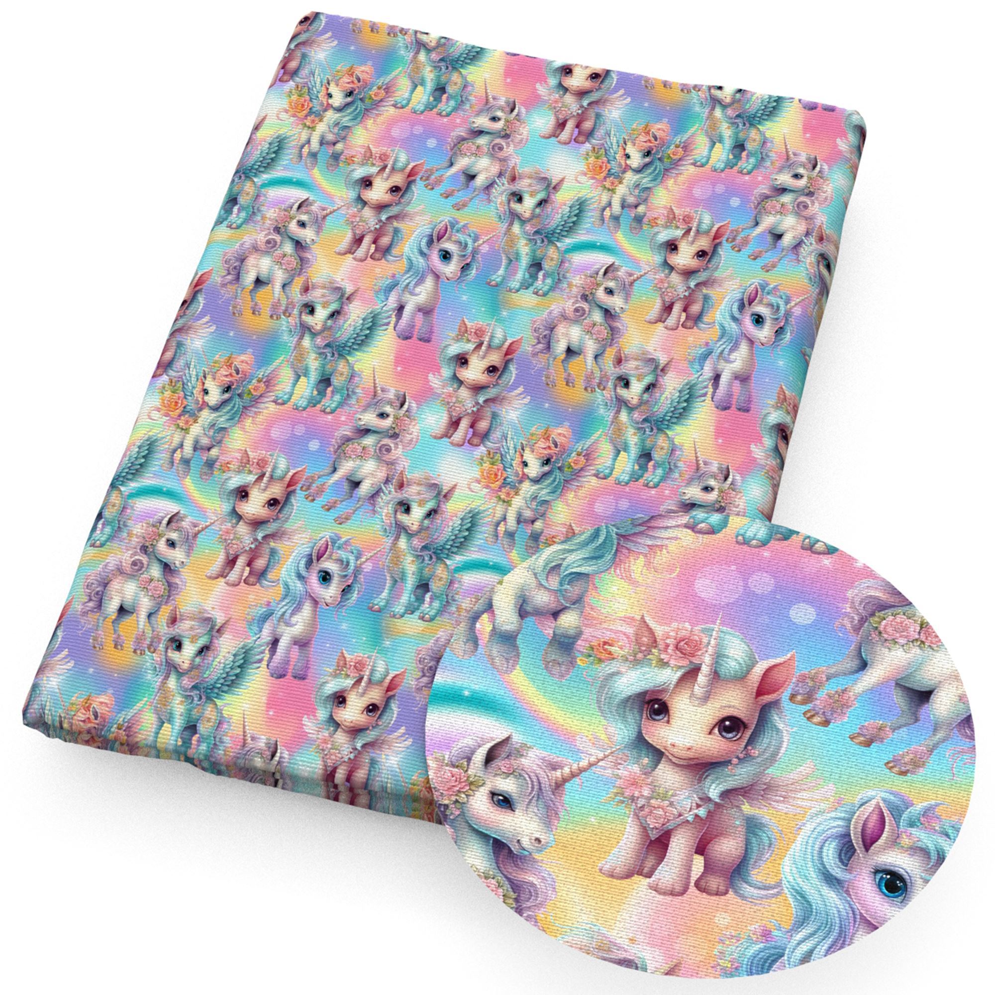 Image of 1pc Of Fabric Featuring A Unicorn Design From Series, Measuring 57x19.68 Inches (145x50 Cm). This Polyester Material Is Suitable For Crafts And Projects, With A Weight Of 108gsm
